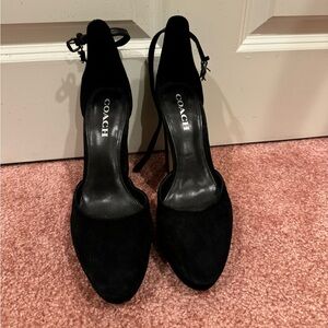 Coach black velvet heels